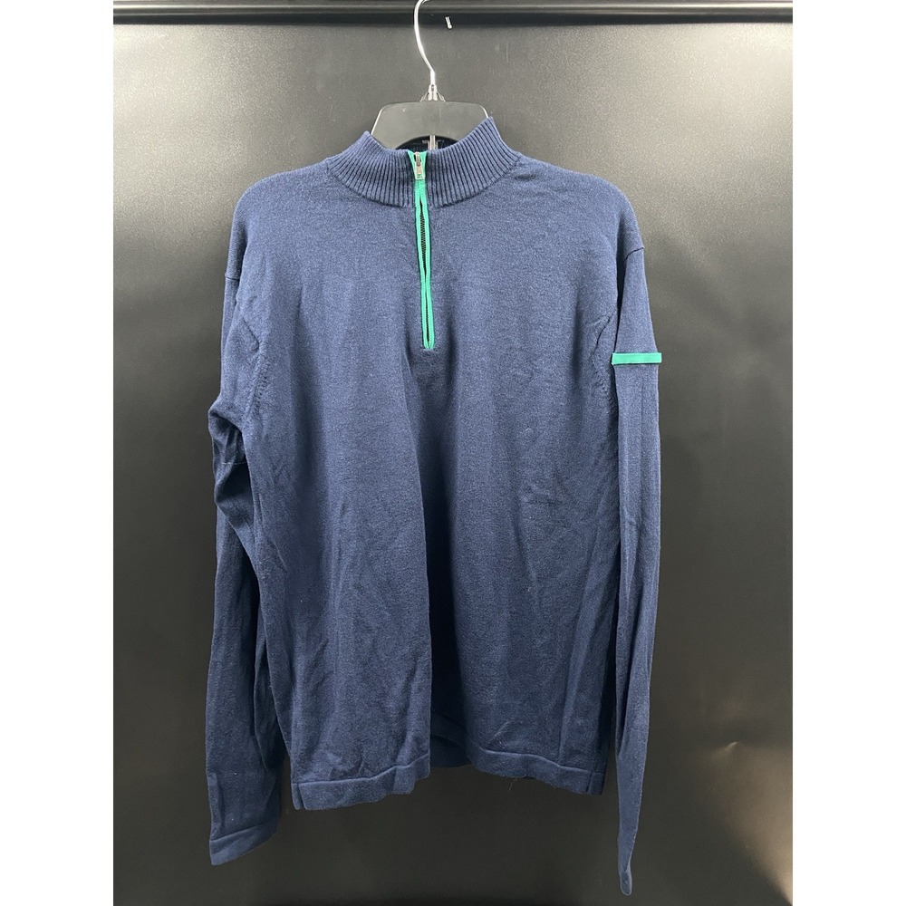 Peter‎ Millar Men's XL 1/4 Zip Sweater 100% Extra Fine Italian Merino Wool Navy